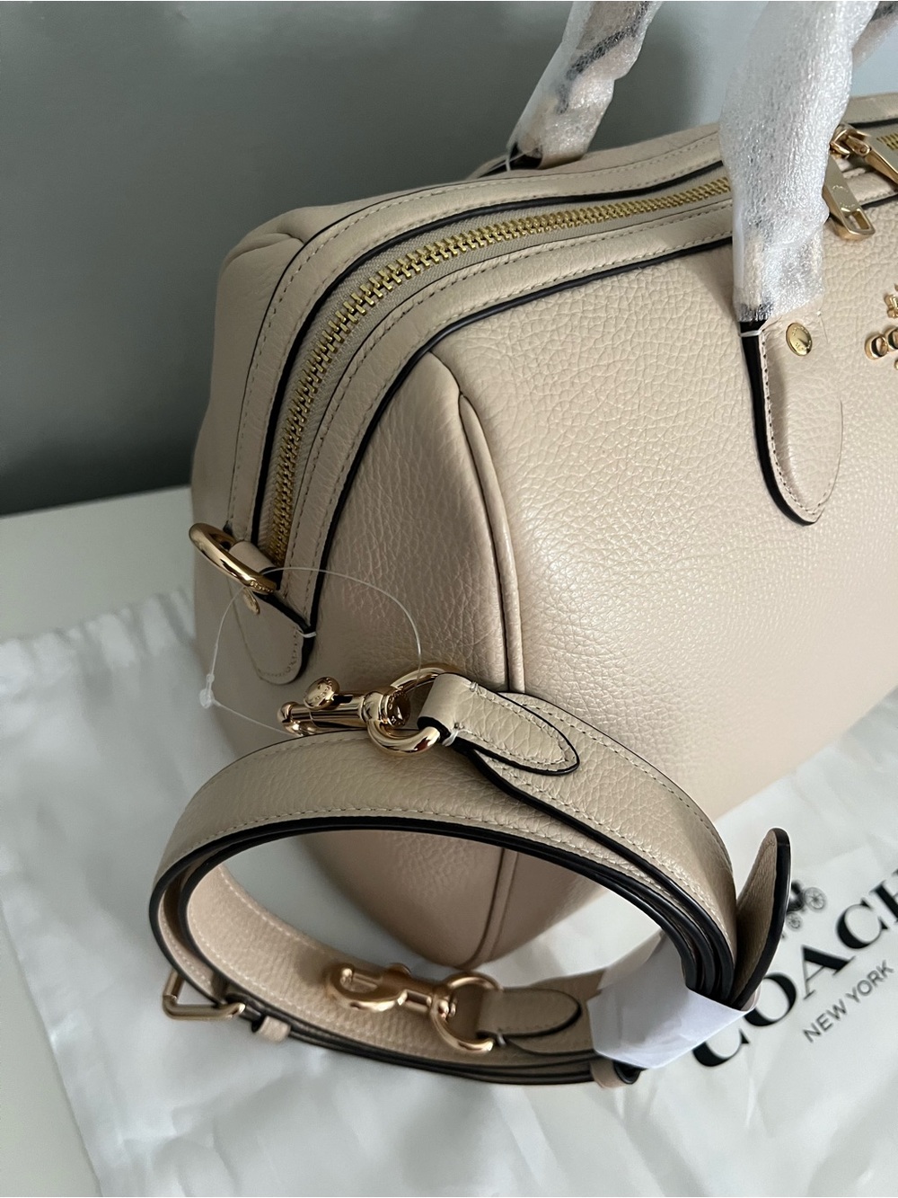 Coach Large Rowan Satchel In Ivory Color - Picture 5 of 10